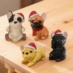 4 Pack Bulldog Figurines, Christmas Hat Bulldog Statue Home Office Decor Resin Small Dog Sculpture Fairy Garden Decor Collectible Art Crafts Centerpieces Desktop Ornaments Decoration Gift 4 Pack Bulldog Figurines, Christmas Hat Bulldog Statue Home Office Decor Resin Small Dog Sculpture Fairy Garden Decor Collectible Art Crafts Centerpieces Desktop Ornaments Decoration Gift