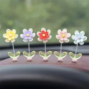 5 Pcs Daisy Cute Car Decor for Women,Mini Resin Flower Rear View Mirror Accessories with Spring Funny Decorations for Car Interior Computer Desk Dashboard Ornament (Six-Petal Flower, one Size) 5 Pcs Daisy Cute Car Decor for Women,Mini Resin Flower Rear View Mirror Accessories with Spring Funny Decorations for Car Interior Computer Desk Dashboard Ornament (Six-Petal Flower, one Size)