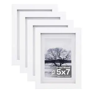 5x7 Picture Frames Set of 4, Made of Solid Wood Covered by Plexiglass 3.5x5 and 4x6 with Mat or 5x7 without Mat, for Table Top Display and Wall Mounting Photo Frame White 5x7 Picture Frames Set of 4, Made of Solid Wood Covered by Plexiglass 3.5x5 and 4x6 with Mat or 5x7 without Mat, for Table Top Display and Wall Mounting Photo Frame White