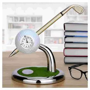 Golf Pen Holder with Clock Unique GIfts for Men, Mini Desktop Holder, Compatible with Enthusiasts Funny Business Gifts Includes Pen Set of 2 Office Desk Accessories- White Golf Pen Holder with Clock Unique GIfts for Men, Mini Desktop Holder, Compatible with Enthusiasts Funny Business Gifts Includes Pen Set of 2 Office Desk Accessories- White