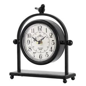 Vintage Farmhouse Table Clock with Bird Topper, Silent Non-Ticking Mantel Clock with Closable Back Cover, Black Iron Decorative Desk Clock for Living Room, Fireplace Mantel & Bedroom, 8 Inch Vintage Farmhouse Table Clock with Bird Topper, Silent Non-Ticking Mantel Clock with Closable Back Cover, Black Iron Decorative Desk Clock for Living Room, Fireplace Mantel & Bedroom, 8 Inch