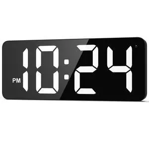LED Digital Wall Clock with Large Display, Big Digits, Auto-Dimming, 12/24Hr Format, Modern Electric Small Silent Wall Clock for Living Room, Bedroom, Classroom, Farmhouse, Kitchen, Office - White LED Digital Wall Clock with Large Display, Big Digits, Auto-Dimming, 12/24Hr Format, Modern Electric Small Silent Wall Clock for Living Room, Bedroom, Classroom, Farmhouse, Kitchen, Office - White