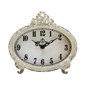 Small Vintage Table Clock Distressed White, Shabby Chic Decor Small Vintage Table Clock Distressed White, Shabby Chic Decor