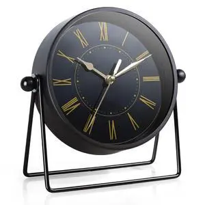 Vintage Black Metal Desk Clock,Battery Operated Mantel Clocks, Decorative Table Clocks with Adjustable Angle for Fireplace Farmhouse Shelf Living Room Décor (Black/Gold) Vintage Black Metal Desk Clock,Battery Operated Mantel Clocks, Decorative Table Clocks with Adjustable Angle for Fireplace Farmhouse Shelf Living Room Décor (Black/Gold)