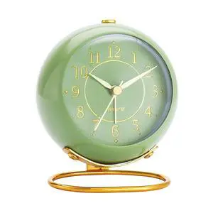 Metal Desk Clock, Retro Bedroom Table Vintage Analog Alarm Clock, Silent Non-Ticking Gold Clock, Bedside Décor(Olive-Green) Metal Desk Clock, Retro Bedroom Table Vintage Analog Alarm Clock, Silent Non-Ticking Gold Clock, Bedside Décor(Olive-Green)
