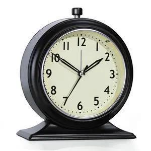 4-inch Battery Operated Alarm Clock Silent Analog Desk Clocks with Light Vintage Metal Table Clock for Living Room Shelf Bedside Home Decor (Black) 4-inch Battery Operated Alarm Clock Silent Analog Desk Clocks with Light Vintage Metal Table Clock for Living Room Shelf Bedside Home Decor (Black)