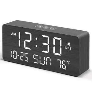 Wooden Digital Alarm Clocks for Bedrooms with Date & Day of Week Wooden Digital Alarm Clocks for Bedrooms with Date & Day of Week