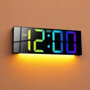 12" Large Digital Wall Clock, Big LED Number Dispaly, Remote Control, RGB Colors, DST, Night Light for Classroom Living Room Bedroom Birthday Gift for Senior, Men Women (Black, 12 inches) 12" Large Digital Wall Clock, Big LED Number Dispaly, Remote Control, RGB Colors, DST, Night Light for Classroom Living Room Bedroom Birthday Gift for Senior, Men Women (Black, 12 inches)