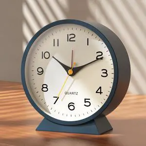 4.5" Analog Alarm Clock,Small Retro Desk Clock Battery Operated,Silent Metal Table Clock with Light for Living Room Decor,Bedroom,Bedside,Shelf (Blue) 4.5" Analog Alarm Clock,Small Retro Desk Clock Battery Operated,Silent Metal Table Clock with Light for Living Room Decor,Bedroom,Bedside,Shelf (Blue)
