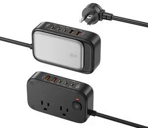 Travel Power Strip, Fast USB Charging Station 65W Max 7-in-1 USB Charger with 2 Outlets 3 USB C & 2 USB A, 5FT Flat Extension Cord for Travel, Home, Office,Dorm,Cruise Essentials (Black) Travel Power Strip, Fast USB Charging Station 65W Max 7-in-1 USB Charger with 2 Outlets 3 USB C & 2 USB A, 5FT Flat Extension Cord for Travel, Home, Office,Dorm,Cruise Essentials (Black)