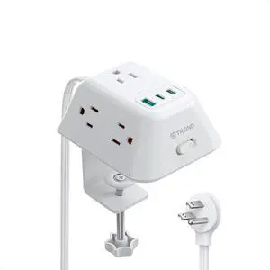 Desk Clamp Power Strip with USB C PD 20W, Desktop Charging Station with 5 AC Outlets, 1440J Surge Protector, Fit 1.97in Tabletop Edge Thick, Extension Cord 6ft for Home Office Essentials, White Desk Clamp Power Strip with USB C PD 20W, Desktop Charging Station with 5 AC Outlets, 1440J Surge Protector, Fit 1.97in Tabletop Edge Thick, Extension Cord 6ft for Home Office Essentials, White
