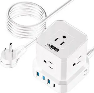 Cube Power Strips w/Surge Protection, 10ft Extension Cord with Multiple Outlets, 5 AC Plugs, 3 USB (1C Port) Fast Charging Power Strip with USB Port, On/Off Switch Charging Station Cube Power Strips w/Surge Protection, 10ft Extension Cord with Multiple Outlets, 5 AC Plugs, 3 USB (1C Port) Fast Charging Power Strip with USB Port, On/Off Switch Charging Station