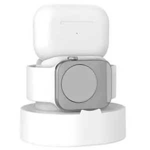 Stand for Apple Watch Charger - iWatch AirPod 2 in 1 Charging Stand Holder Dock Compatible with Apple Watch Series 10 9 8 SE2 7 6 SE 5 4 3 2 and AirPods 1/2/3/Pro (White) Stand for Apple Watch Charger - iWatch AirPod 2 in 1 Charging Stand Holder Dock Compatible with Apple Watch Series 10 9 8 SE2 7 6 SE 5 4 3 2 and AirPods 1/2/3/Pro (White)