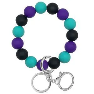 Elastic Food-Grade Silicone Beaded Wristlet Keychain Elastic Food-Grade Silicone Beaded Wristlet Keychain