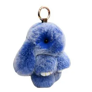 Bunny Fur Rex Rabbit Pompom Ball Doll Pendant Keychain Car Handbag Keyring Blue Bunny Fur Rex Rabbit Pompom Ball Doll Pendant Keychain Car Handbag Keyring Blue