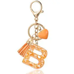 Initial Letter Keychain, Butterfly Keychain Cute Resin, Initial Keychain Backpack Charms, Key chain for Women, Girls (B, Orange) Initial Letter Keychain, Butterfly Keychain Cute Resin, Initial Keychain Backpack Charms, Key chain for Women, Girls (B, Orange)