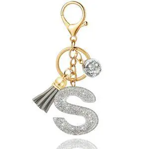 Silver Initial Letter Keychain,Keychain Cute Resin,Initial Keychain to Backpack Charms,Key chain Gift for Women,Girls(Silver S) Silver Initial Letter Keychain,Keychain Cute Resin,Initial Keychain to Backpack Charms,Key chain Gift for Women,Girls(Silver S)
