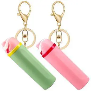 Mini Trendy Bottle Keychain Accessories Compatible with Owala Water Bottle, Cute Tumbler Cup Chapstick Lip Balm Holder Charms for Purse Handbag - Green+Pink Mini Trendy Bottle Keychain Accessories Compatible with Owala Water Bottle, Cute Tumbler Cup Chapstick Lip Balm Holder Charms for Purse Handbag - Green+Pink