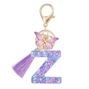 Colourful Cute Initial Letter Keychains for Women Girls with Tassel Butterfly, Charm for Purse Handbags Backpacks (Purple Dream Star Sky-Z) Colourful Cute Initial Letter Keychains for Women Girls with Tassel Butterfly, Charm for Purse Handbags Backpacks (Purple Dream Star Sky-Z)