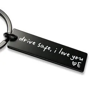 Drive Safe I Love You Keychain AZ Initial Engraved Key Ring Personalized Gift for Husband, Boyfriend & Family (E) Drive Safe I Love You Keychain AZ Initial Engraved Key Ring Personalized Gift for Husband, Boyfriend & Family (E)