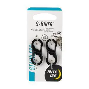 MicroLock Stainless Steel - S-Biner with Locking Dual Sided Gates - Keep Keys Secure with Carabiner Key Holder - Black (2 Pack) MicroLock Stainless Steel - S-Biner with Locking Dual Sided Gates - Keep Keys Secure with Carabiner Key Holder - Black (2 Pack)