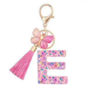 Cute Pink Key Chains for Women Girls, Initial Letter Keychains with Tassel, Charms for Key Purse Handbags Backpacks (Colorful Pink Butterfly-E) Cute Pink Key Chains for Women Girls, Initial Letter Keychains with Tassel, Charms for Key Purse Handbags Backpacks (Colorful Pink Butterfly-E)