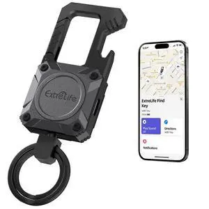 Keychain, Works with Apple Find My, Heavy Duty Keychain Bottle Opener, Carabiner Car Key Chains with Gps Tracker, Key Finder, Bluetooth Tracker, Rechargeable, Space Gray Keychain, Works with Apple Find My, Heavy Duty Keychain Bottle Opener, Carabiner Car Key Chains with Gps Tracker, Key Finder, Bluetooth Tracker, Rechargeable, Space Gray