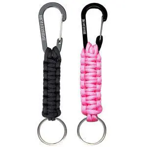 Keychain Hook with Paracord Strap 1 Black 1 Pink Metal Key Ring Carabiner Hanger para Cord D Locking Keyring Clip for Keys, Backpacks, Boys, Girls, Men, Women, Camping, Hiking, Travailing Keychain Hook with Paracord Strap 1 Black 1 Pink Metal Key Ring Carabiner Hanger para Cord D Locking Keyring Clip for Keys, Backpacks, Boys, Girls, Men, Women, Camping, Hiking, Travailing