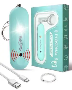 Personal Safety Alarm for Women - Waterproof Rechargeable Security Alarm - 140dB Extra Loud Siren with SOS Strobe Light - Self Defense Keychain for Women Girls Teens Seniors(Blue) Personal Safety Alarm for Women - Waterproof Rechargeable Security Alarm - 140dB Extra Loud Siren with SOS Strobe Light - Self Defense Keychain for Women Girls Teens Seniors(Blue)