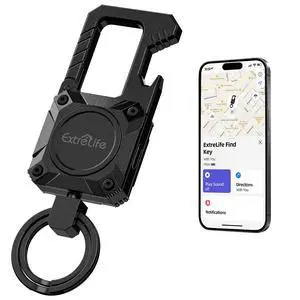 Keychain, Works with Apple Find My, Heavy Duty Keychain Bottle Opener, Carabiner Car Key Chains with GPS Tracker, Key Finder, Bluetooth Tracker for Luggage, Kids, Bags and More, Rechargeable, Black Keychain, Works with Apple Find My, Heavy Duty Keychain Bottle Opener, Carabiner Car Key Chains with GPS Tracker, Key Finder, Bluetooth Tracker for Luggage, Kids, Bags and More, Rechargeable, Black