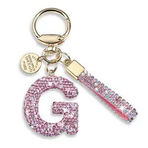 Pink Blue White Initial Letter Keychain Gift for Women Girls Bling Sparkly Cute Backpack Car Key Accessories Lanyard (G-pink) Pink Blue White Initial Letter Keychain Gift for Women Girls Bling Sparkly Cute Backpack Car Key Accessories Lanyard (G-pink)