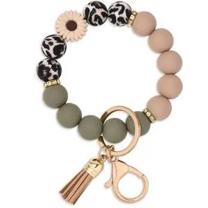 Silicone Beaded Keychain Wristlet Key Ring Bracelet Cute Daisy Car Key Chain Holder for Women Girls Silicone Beaded Keychain Wristlet Key Ring Bracelet Cute Daisy Car Key Chain Holder for Women Girls
