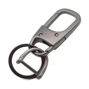 Metal Keychain Car Fob Key Chain Holder Clip with Detachable Valet Key Ring & Anti-Lost D-Ring for Men and Women - Gunmetal Metal Keychain Car Fob Key Chain Holder Clip with Detachable Valet Key Ring & Anti-Lost D-Ring for Men and Women - Gunmetal