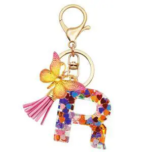 Initial Letter Keychains for Girls Women Pink Purple Green Cute Butterfly Heart Keychain for Backpack School Bag (pink heart Letter R) Initial Letter Keychains for Girls Women Pink Purple Green Cute Butterfly Heart Keychain for Backpack School Bag (pink heart Letter R)