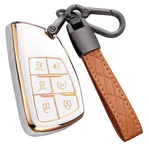 Key Fob Cover for Chevy GMC with Keychain, Tahoe Suburban Equinox Traverse Yukon Denali Terrain Buick Envision Premium Soft TPU Case (6 Buttons Ivory) Key Fob Cover for Chevy GMC with Keychain, Tahoe Suburban Equinox Traverse Yukon Denali Terrain Buick Envision Premium Soft TPU Case (6 Buttons Ivory)