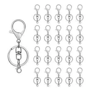 20sets Lobster Claw Clasps Hook with Flat Split Keychain Ring with Swivel Trigger Clip with Little Lobster Clasp for DIY Craft Jewelry Making Silver 20sets Lobster Claw Clasps Hook with Flat Split Keychain Ring with Swivel Trigger Clip with Little Lobster Clasp for DIY Craft Jewelry Making Silver