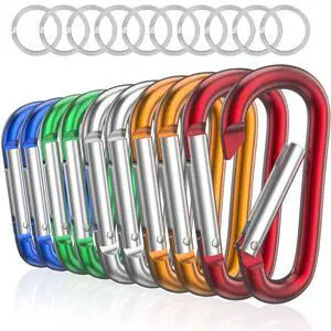 3" Aluminum Carabiner D Ring, Caribeener Clips, Spring Snap Hook for Keychain Clip, Set of 10 (Multicolor) 3" Aluminum Carabiner D Ring, Caribeener Clips, Spring Snap Hook for Keychain Clip, Set of 10 (Multicolor)