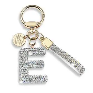 Pink Blue White Initial Letter Keychain Gift for Women Girls Bling Sparkly Cute Backpack Car Key Accessories Lanyard (E-white) Pink Blue White Initial Letter Keychain Gift for Women Girls Bling Sparkly Cute Backpack Car Key Accessories Lanyard (E-white)