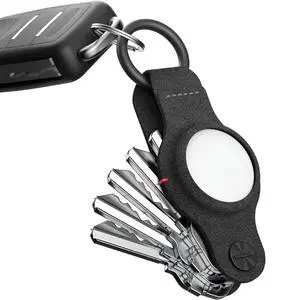 AirTag Keychain Key Holder, Compatible with Apple AirTag Holder, Key Organizer Keychains, Case for Air Tag Key Chain, Key Ring, Vegan Leather, Air Tags Not Included - Black Leather AirTag Keychain Key Holder, Compatible with Apple AirTag Holder, Key Organizer Keychains, Case for Air Tag Key Chain, Key Ring, Vegan Leather, Air Tags Not Included - Black Leather