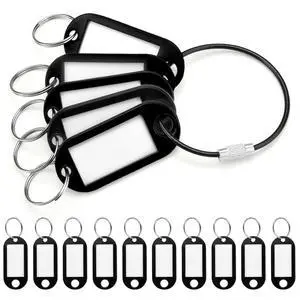 10 Pack Plastic Key Tags with Labels and Split Ring, Black Cable Key Ring and Key Labels for Keys, USB Drive and Luggage Organization - Black 10 Pack Plastic Key Tags with Labels and Split Ring, Black Cable Key Ring and Key Labels for Keys, USB Drive and Luggage Organization - Black