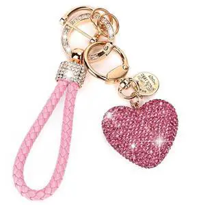 Car Keychain for Women with Rhinestone Heart Shape Bling Girl Cute Keychain for Christmas,Personalized Gift (A-Pink) Car Keychain for Women with Rhinestone Heart Shape Bling Girl Cute Keychain for Christmas,Personalized Gift (A-Pink)