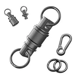 Quick Release Keychain with Detachable Key Rings-Heavy Duty Retractable Key Chain Clip for Men&Women(Titanium colour) Quick Release Keychain with Detachable Key Rings-Heavy Duty Retractable Key Chain Clip for Men&Women(Titanium colour)