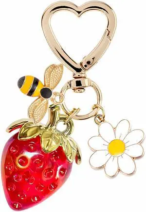 Cute Cherry Strawberry bag charms keychain purse accessories charm for women handbags Kawaii Flower Car Key Chain Cute Cherry Strawberry bag charms keychain purse accessories charm for women handbags Kawaii Flower Car Key Chain