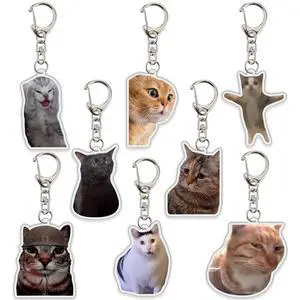8Pcs Cat Keychain Cute Cat Meme Keychains Two Cats Talking Keyring Kawaii Charm Keychain Funny Gift For Friend, Multi, One Size 8Pcs Cat Keychain Cute Cat Meme Keychains Two Cats Talking Keyring Kawaii Charm Keychain Funny Gift For Friend, Multi, One Size