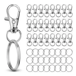50 PCS in 25 Sets, Metal Swivel Lobster Claw Clasps, Keychain Clip with Large Key Ring, Premium Keychains Clips, Snap Hooks and Sturdy Key Rings, for Key Chain Making Kit (Silver) 50 PCS in 25 Sets, Metal Swivel Lobster Claw Clasps, Keychain Clip with Large Key Ring, Premium Keychains Clips, Snap Hooks and Sturdy Key Rings, for Key Chain Making Kit (Silver)