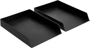 Rectangular Plastic Desk Organizer, letter size Tray, 2-Pack, 9.7 x 2.2 x 13 inches, Black Rectangular Plastic Desk Organizer, letter size Tray, 2-Pack, 9.7 x 2.2 x 13 inches, Black