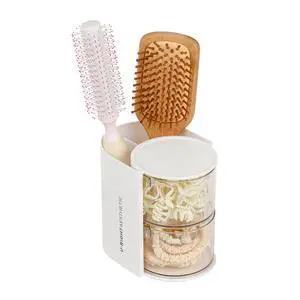 Layer Clear Hair Accessories Organizer with Hair Brushes Holder, Rotatable Small Jewelry Box for NecklacesEarring, Desktop Organizer Case for Makeup Brushes, Hair Accessories, Cotton Swab Layer Clear Hair Accessories Organizer with Hair Brushes Holder, Rotatable Small Jewelry Box for NecklacesEarring, Desktop Organizer Case for Makeup Brushes, Hair Accessories, Cotton Swab