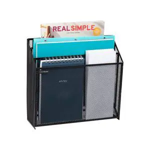 Vertical File Storage, Desktop Organizer, Wall Mount, Office, Metal Mesh, Black Vertical File Storage, Desktop Organizer, Wall Mount, Office, Metal Mesh, Black