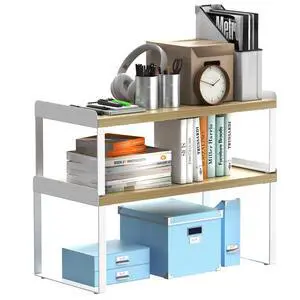 2 Sets Desk Shelves for Top of Desk, 2 Tier Independent Stackable Desktop Shelves, Desktop Organizer Shelf, Adjustable Bookshelf,Metal and Engineered Wood, (White+mapple) 2 Sets Desk Shelves for Top of Desk, 2 Tier Independent Stackable Desktop Shelves, Desktop Organizer Shelf, Adjustable Bookshelf,Metal and Engineered Wood, (White+mapple)