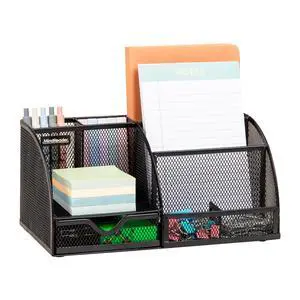 7-Compartment Desktop Organizer, Metal Mesh Desk Organizer for Pens, Sticky Notes, Mail and Office Supplies, Black 7-Compartment Desktop Organizer, Metal Mesh Desk Organizer for Pens, Sticky Notes, Mail and Office Supplies, Black